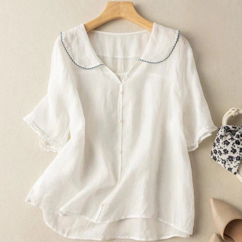 GRACE LINEN LAPEL SHIRT