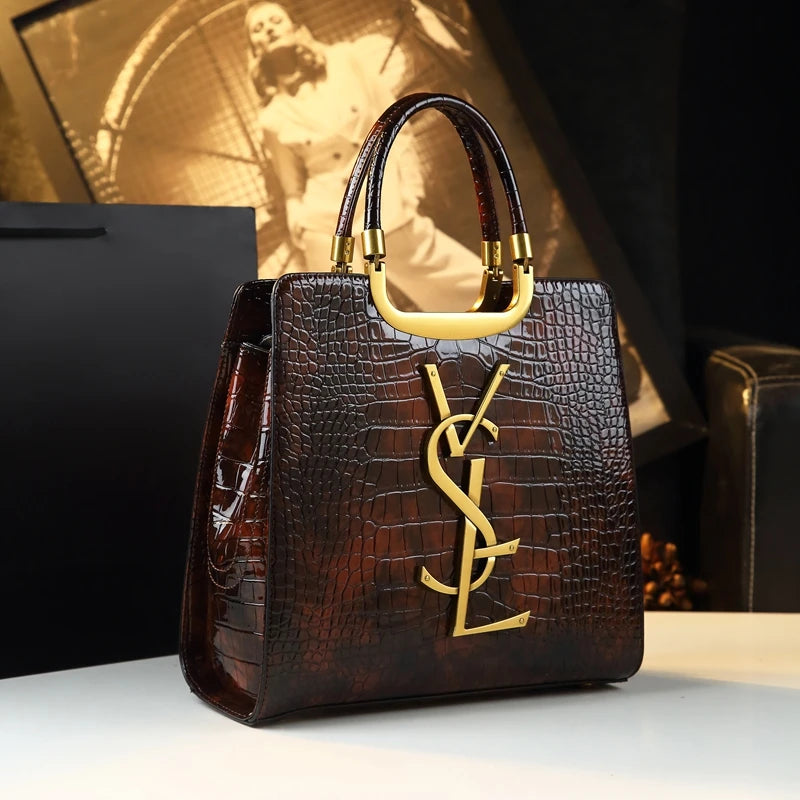 Luxe Croc Structured Tote Bag