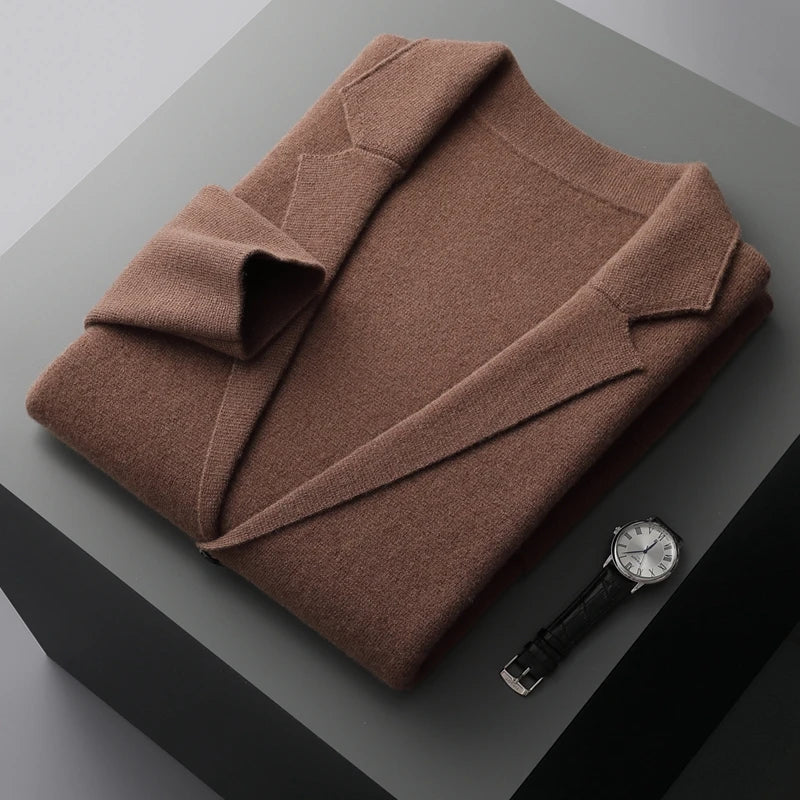 MERINO SUIT COLLAR KNITTED CARDIGAN