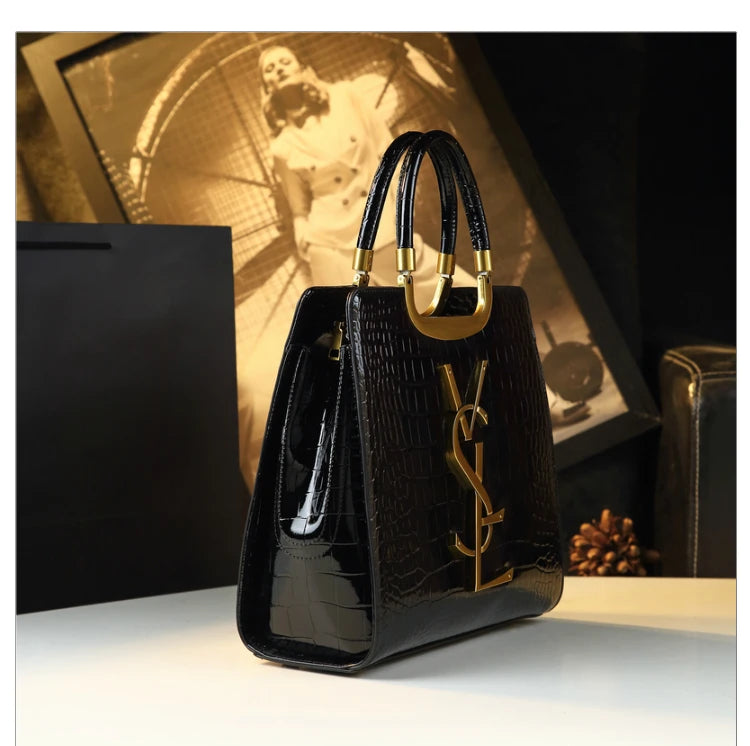 Luxe Croc Structured Tote Bag
