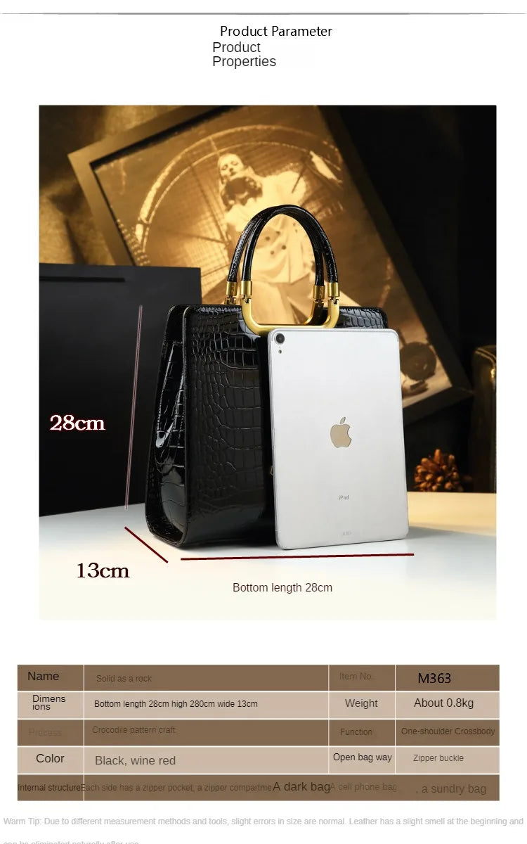 Luxe Croc Structured Tote Bag