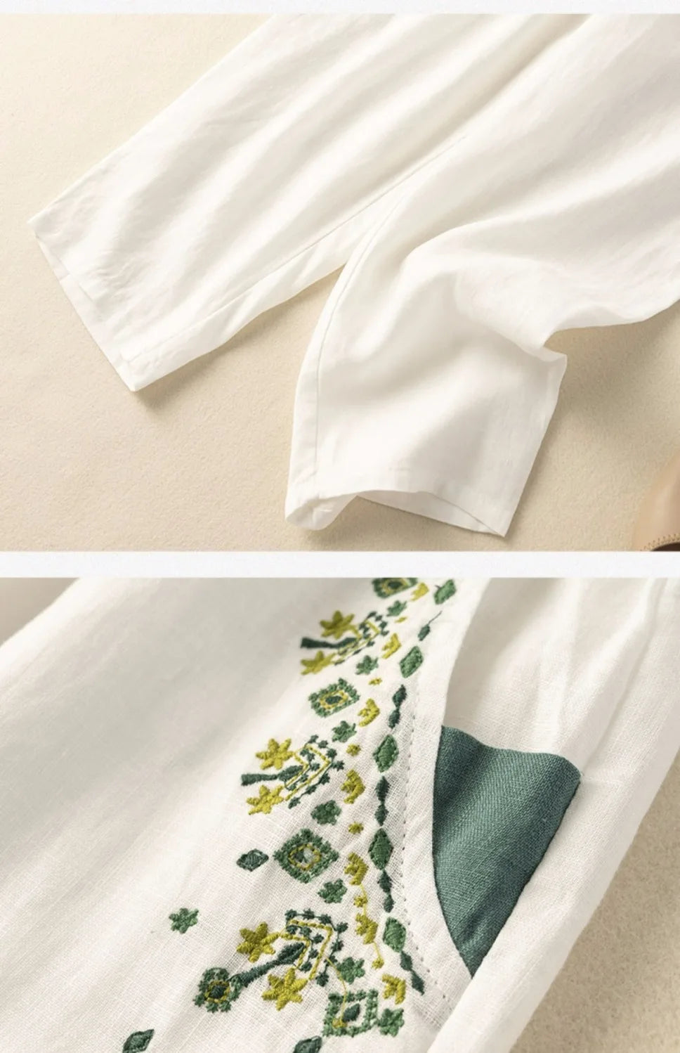 COTTON LINEN STRAIGHT BEACH PANTS