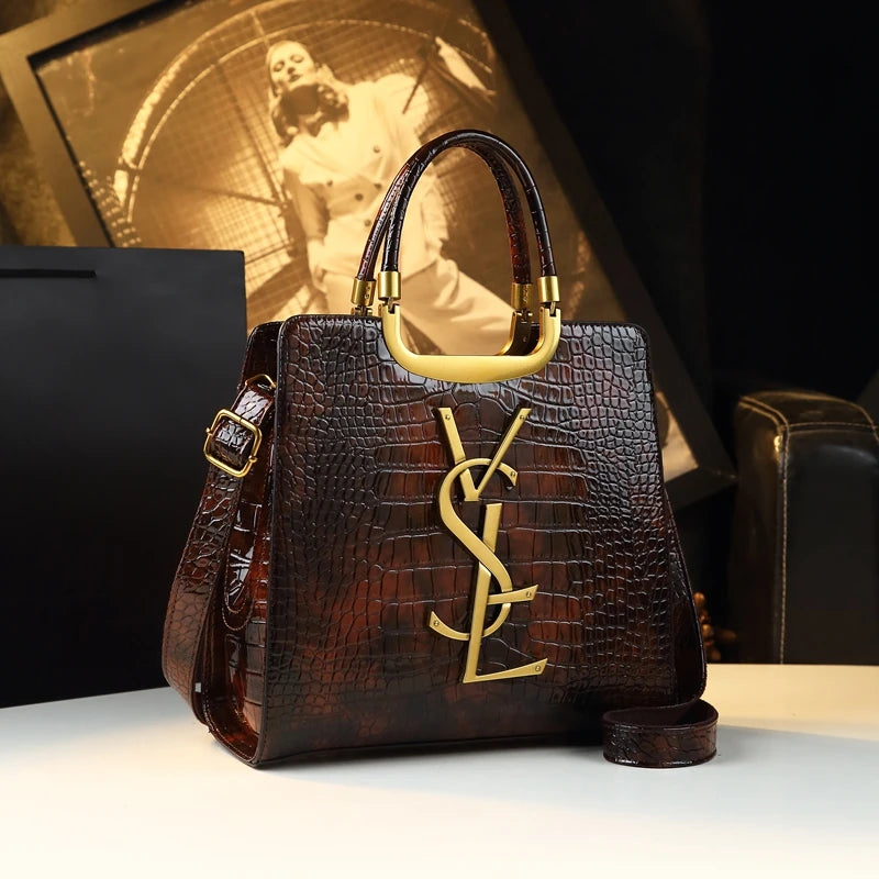 Luxe Croc Structured Tote Bag