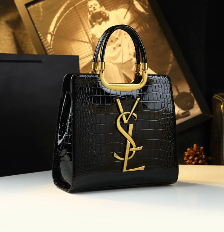 Luxe Croc Structured Tote Bag