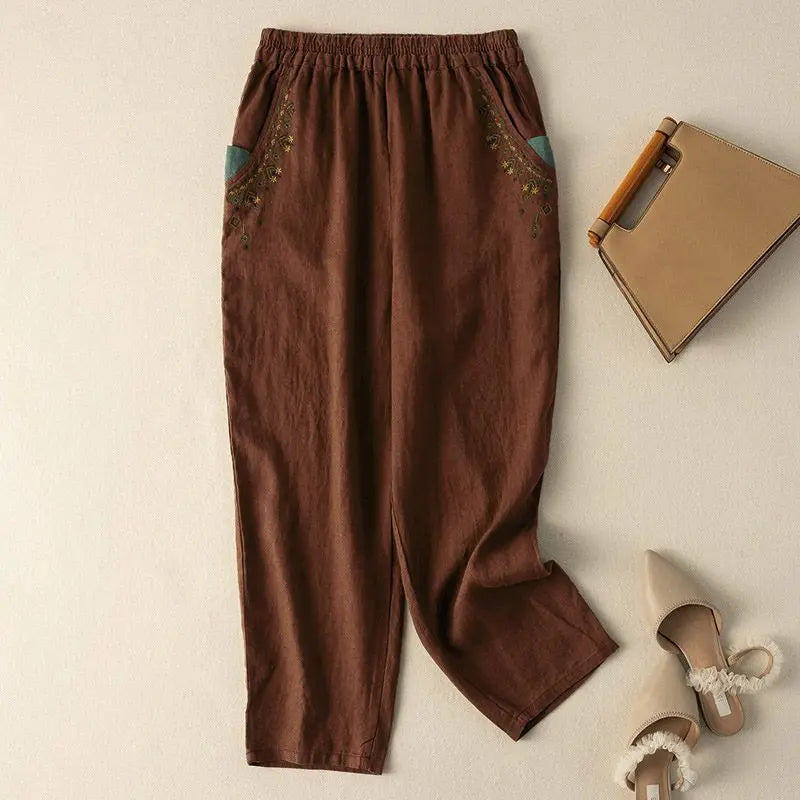 COTTON LINEN STRAIGHT BEACH PANTS