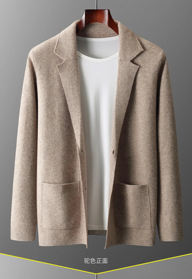 MERINO SUIT COLLAR KNITTED CARDIGAN