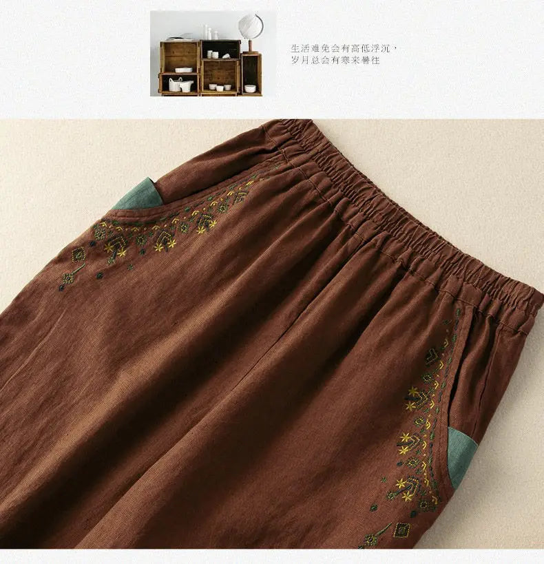 COTTON LINEN STRAIGHT BEACH PANTS