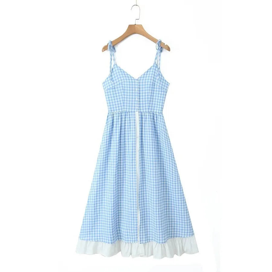 Sienna Blue Plaid Midi Dress