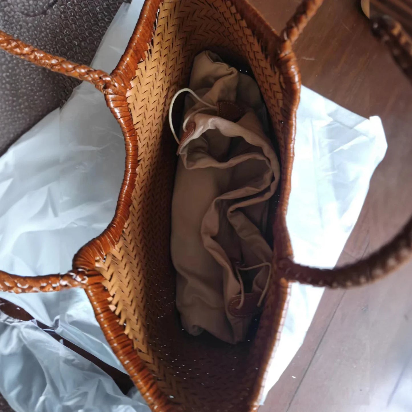 Charlotte Woven Cowhide Tote