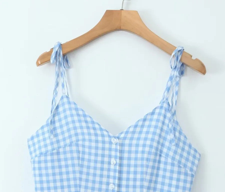 Sienna Blue Plaid Midi Dress