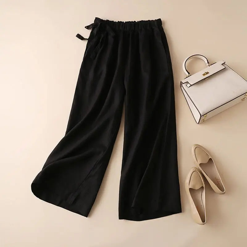COTTON LINEN STRAIGHT BEACH PANTS
