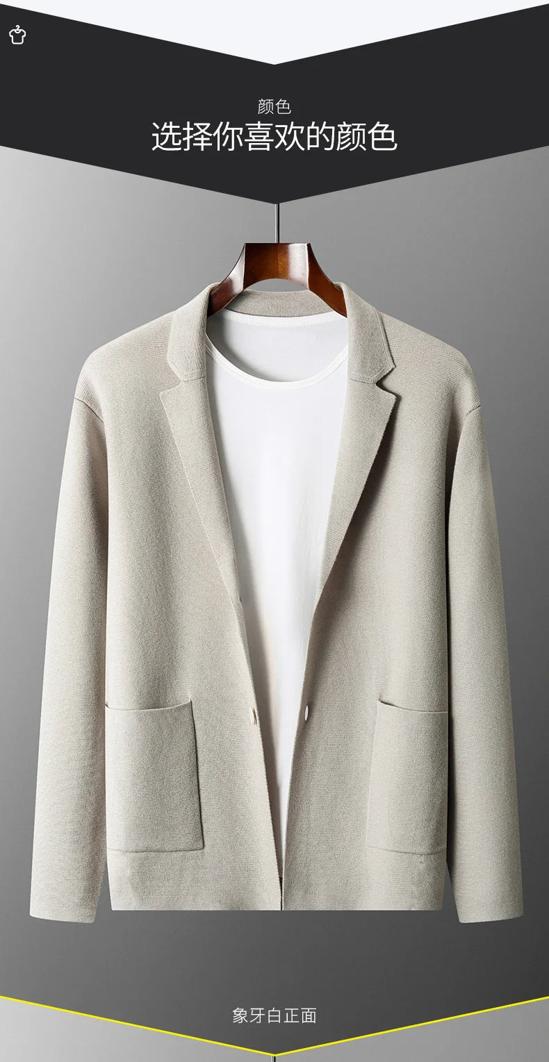 MERINO SUIT COLLAR KNITTED CARDIGAN