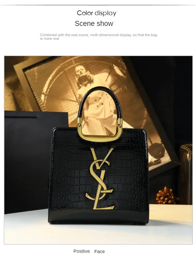 Luxe Croc Structured Tote Bag