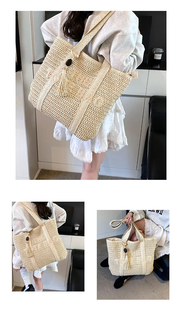 FRENCH WOVEN STRAW TOTE