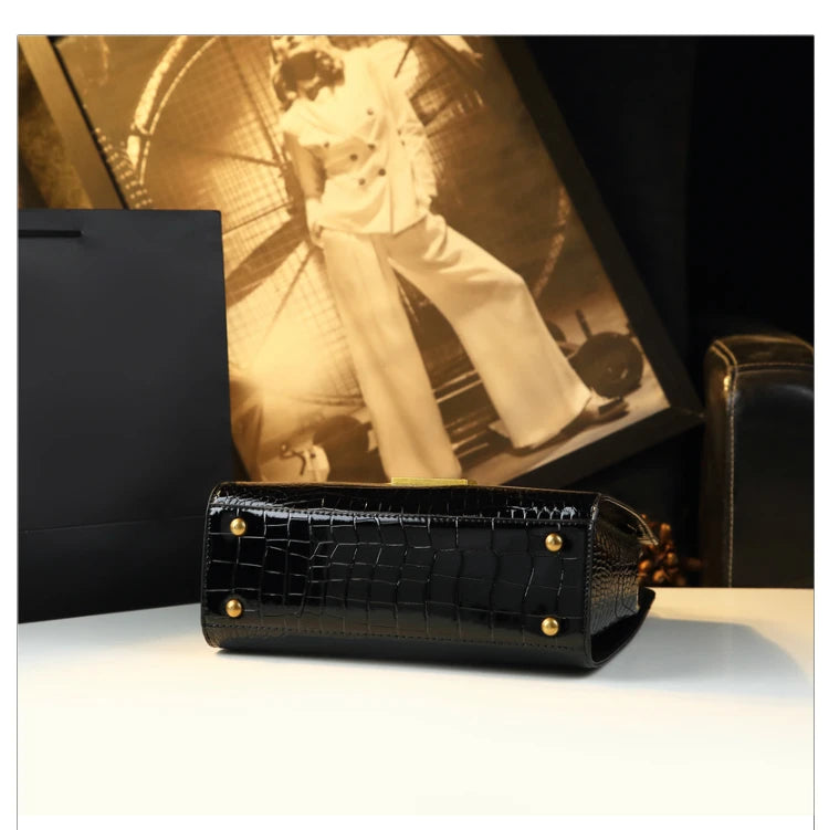 Luxe Croc Structured Tote Bag