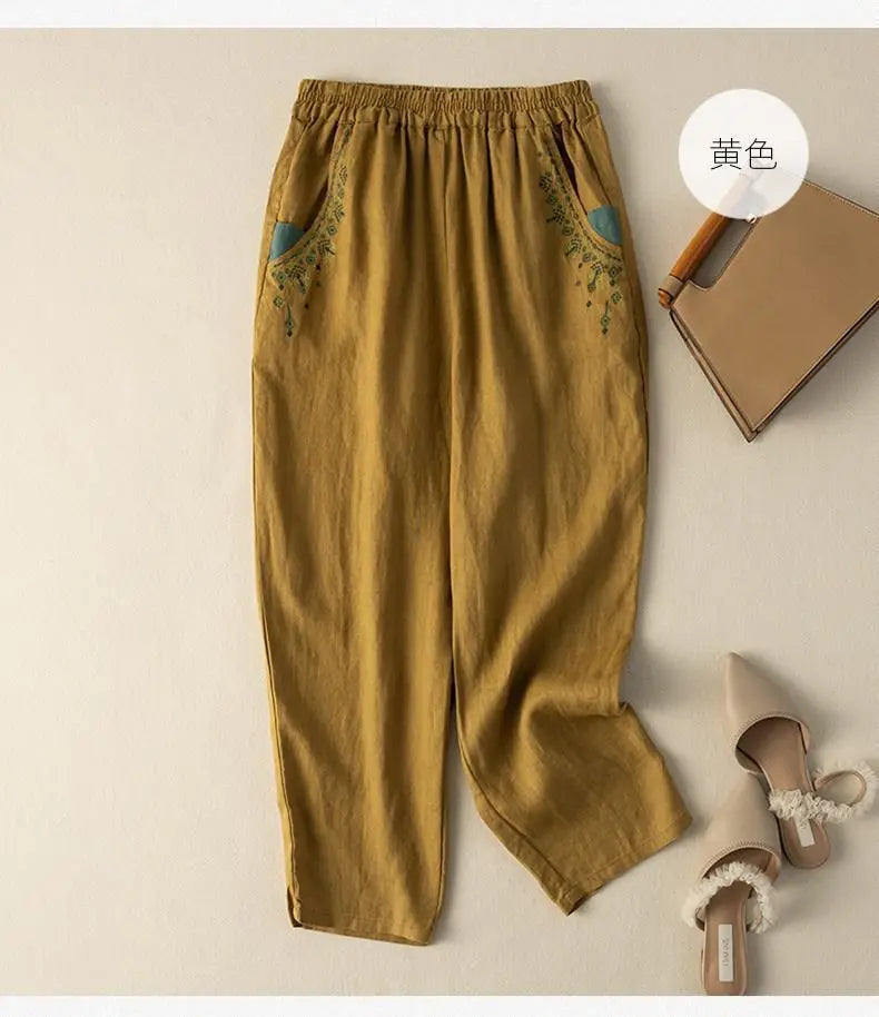 COTTON LINEN STRAIGHT BEACH PANTS