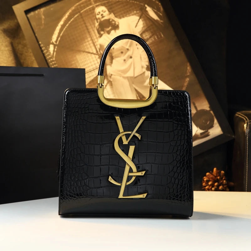 Luxe Croc Structured Tote Bag
