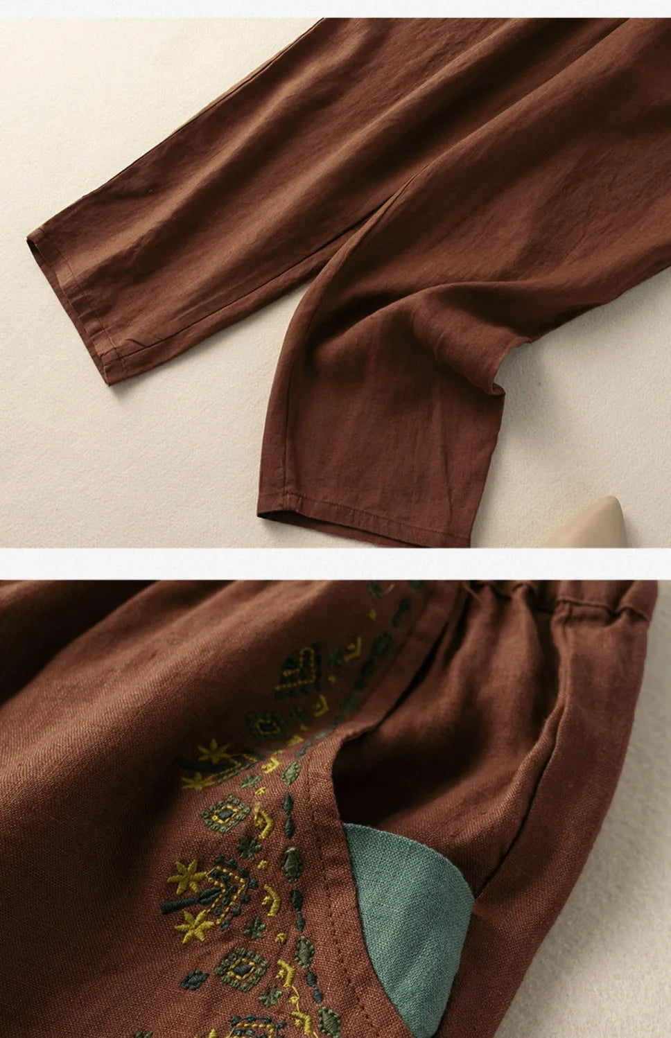 COTTON LINEN STRAIGHT BEACH PANTS