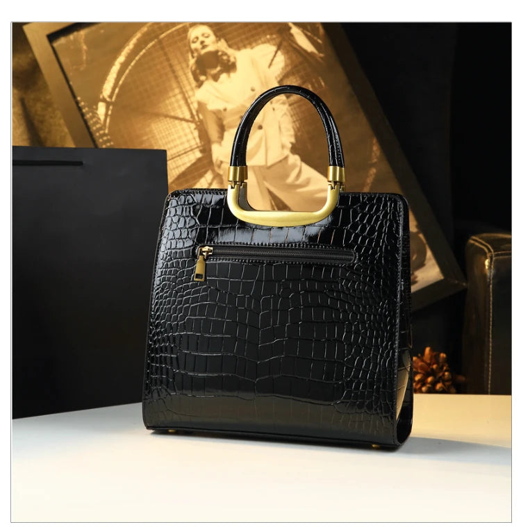 Luxe Croc Structured Tote Bag