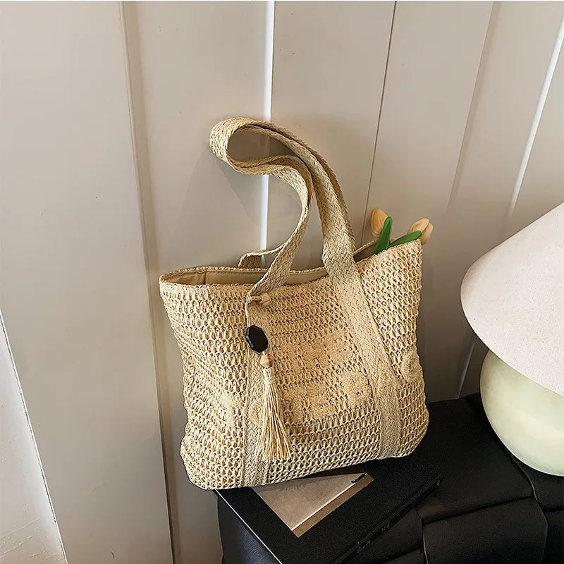 FRENCH WOVEN STRAW TOTE
