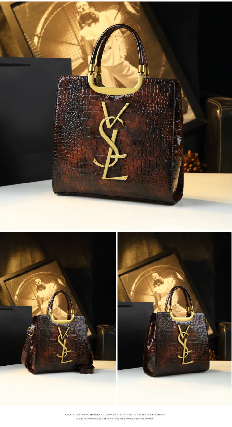Luxe Croc Structured Tote Bag