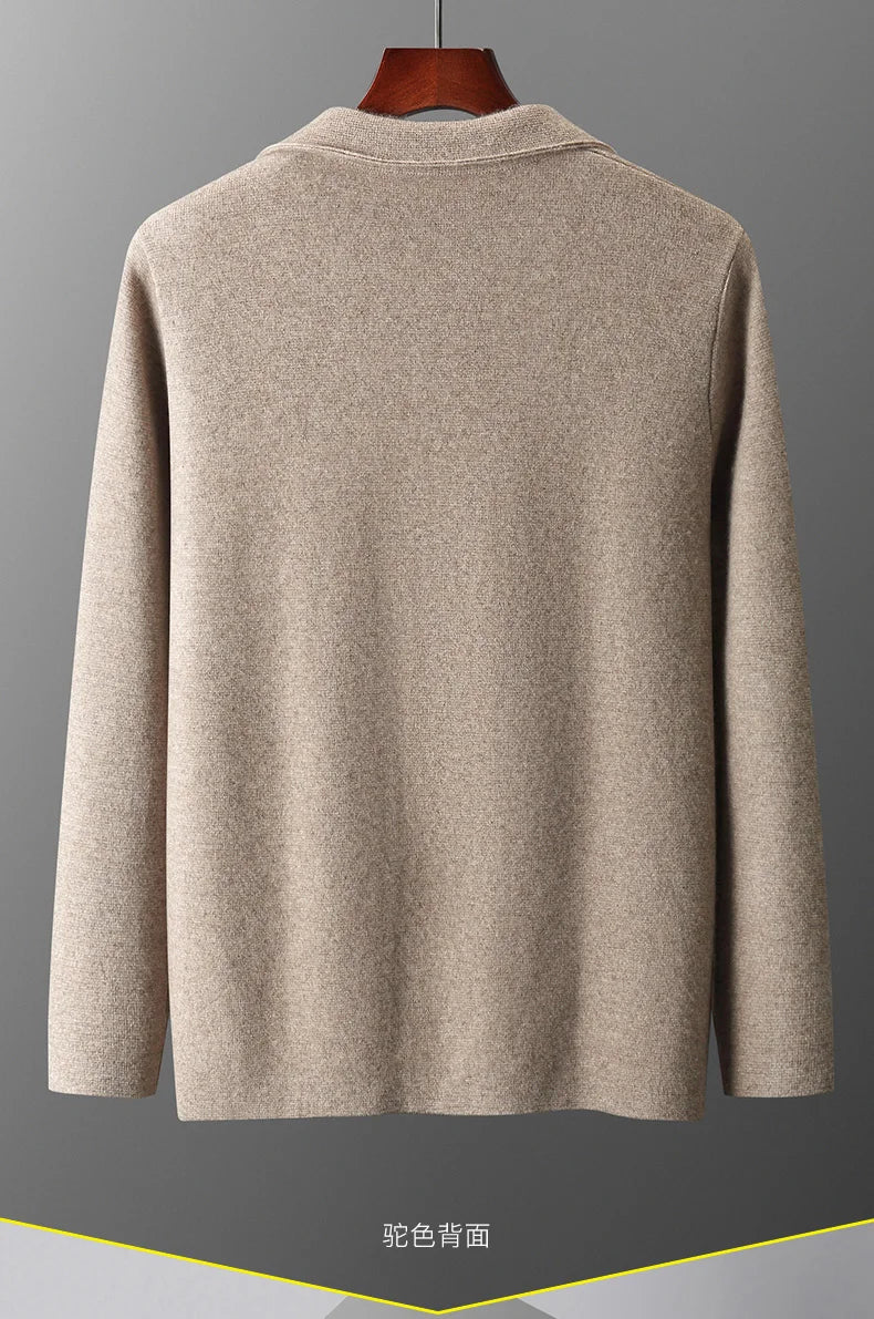 MERINO SUIT COLLAR KNITTED CARDIGAN