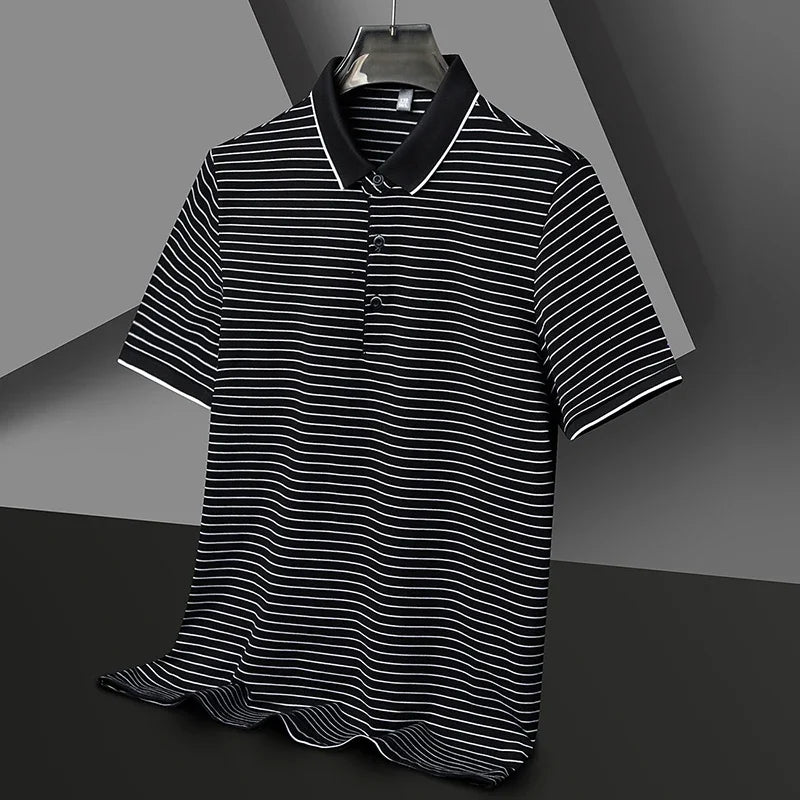 Henley Stripe Polo.