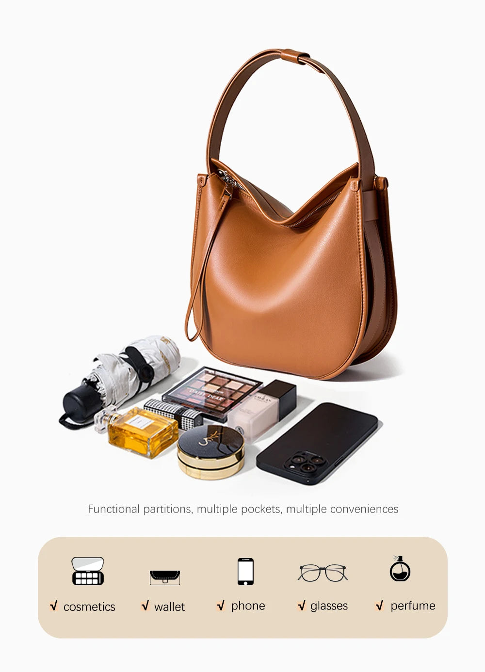 DAISY LEATHER HOBO BAG
