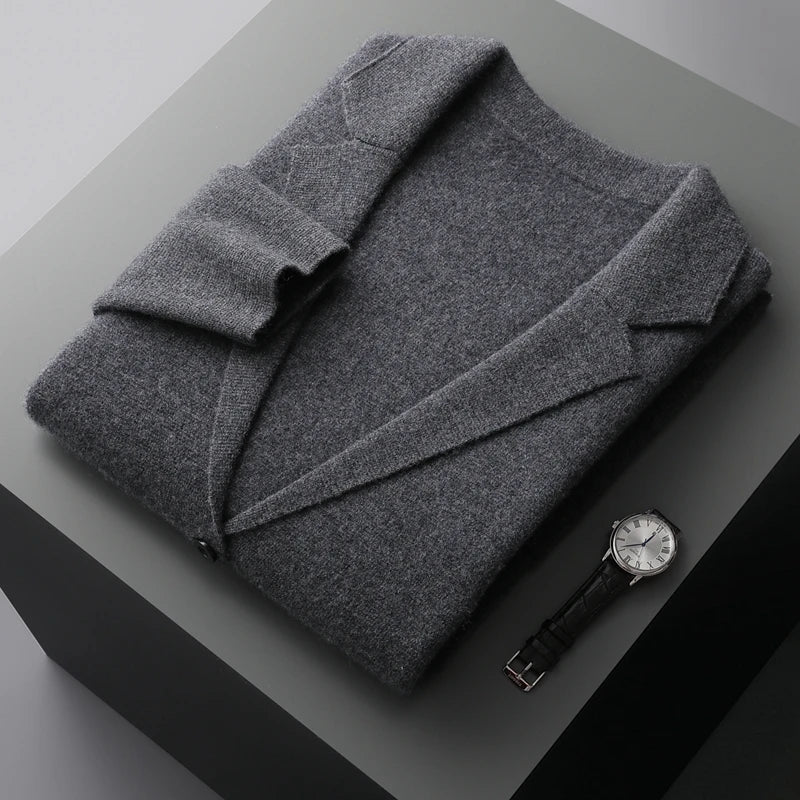 MERINO SUIT COLLAR KNITTED CARDIGAN