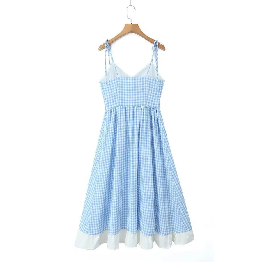 Sienna Blue Plaid Midi Dress