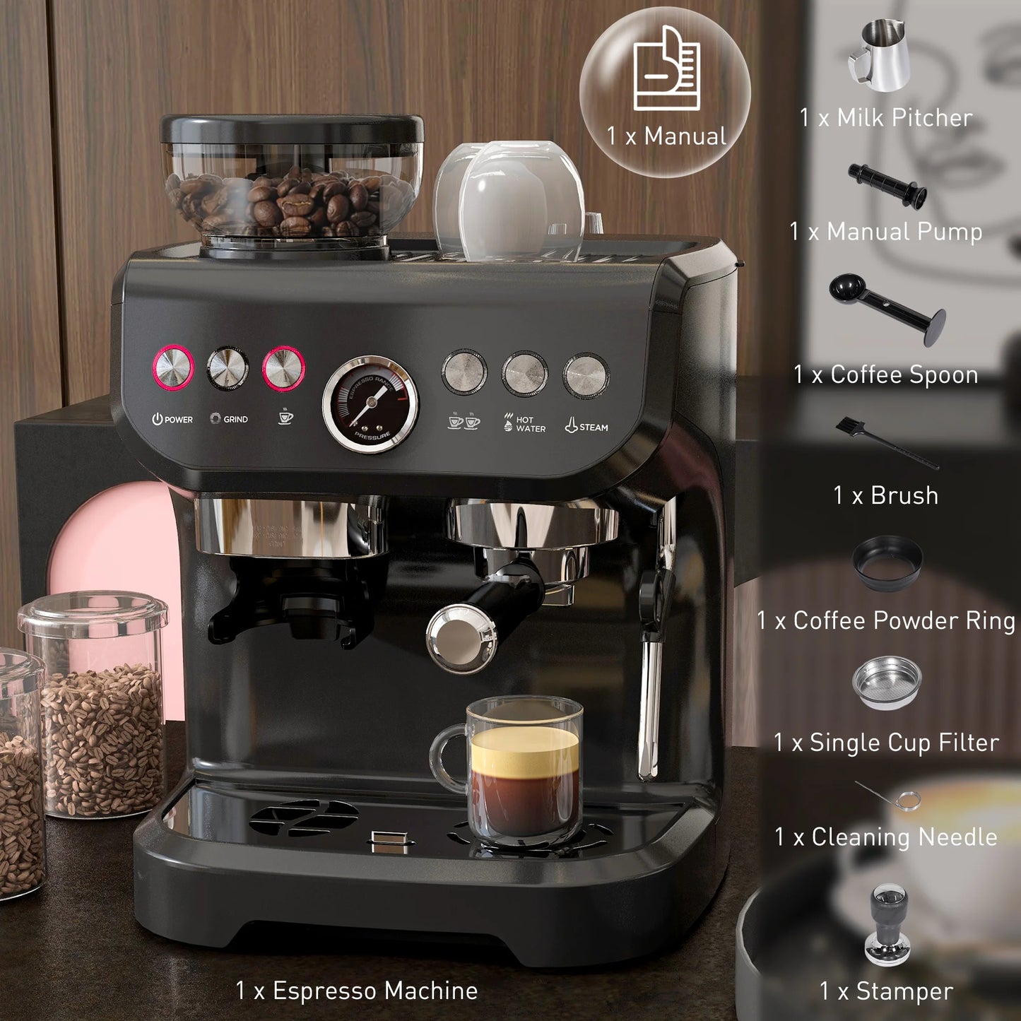 HOMCOM PROFESSIONAL ESPRESSO MACHINE