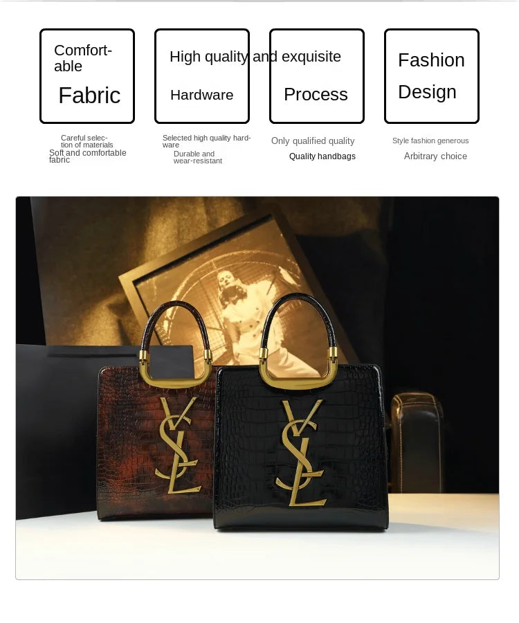 Luxe Croc Structured Tote Bag