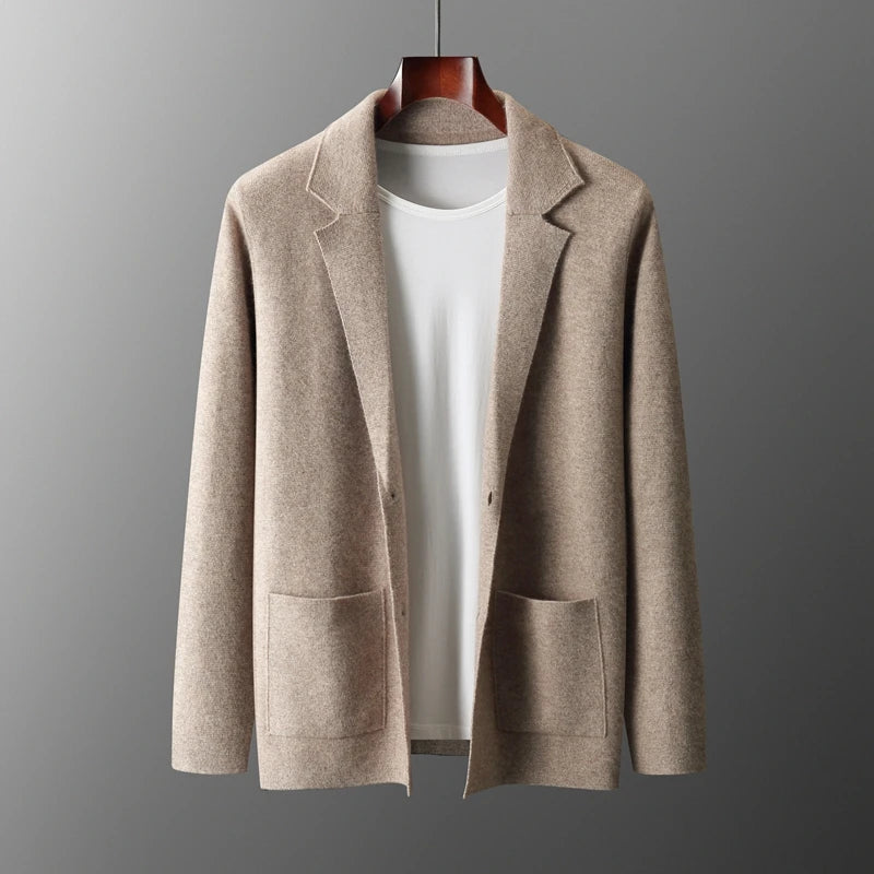 MERINO SUIT COLLAR KNITTED CARDIGAN