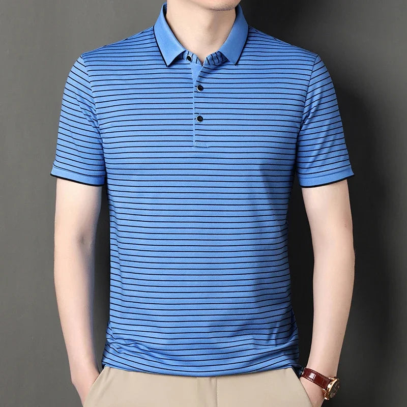 Henley Stripe Polo.