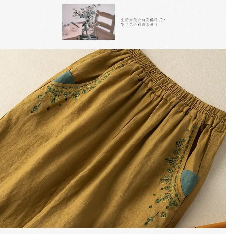 COTTON LINEN STRAIGHT BEACH PANTS