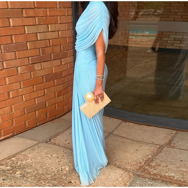 ALEXANDRA DRAPED CAPE MAXI DRESS
