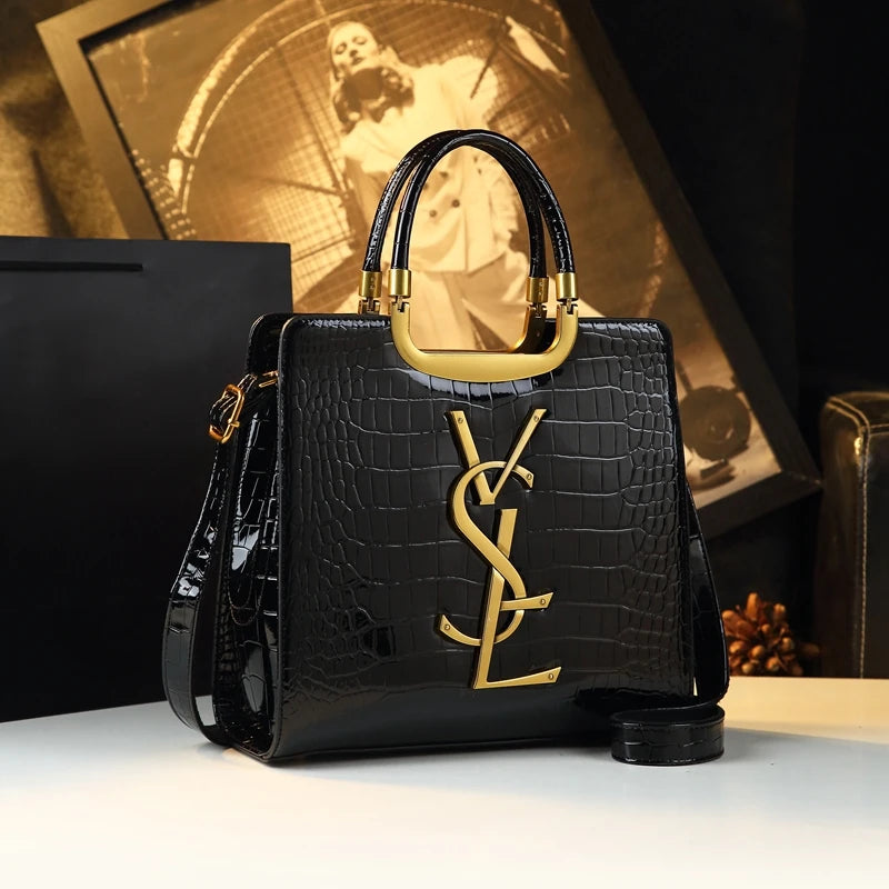 Luxe Croc Structured Tote Bag
