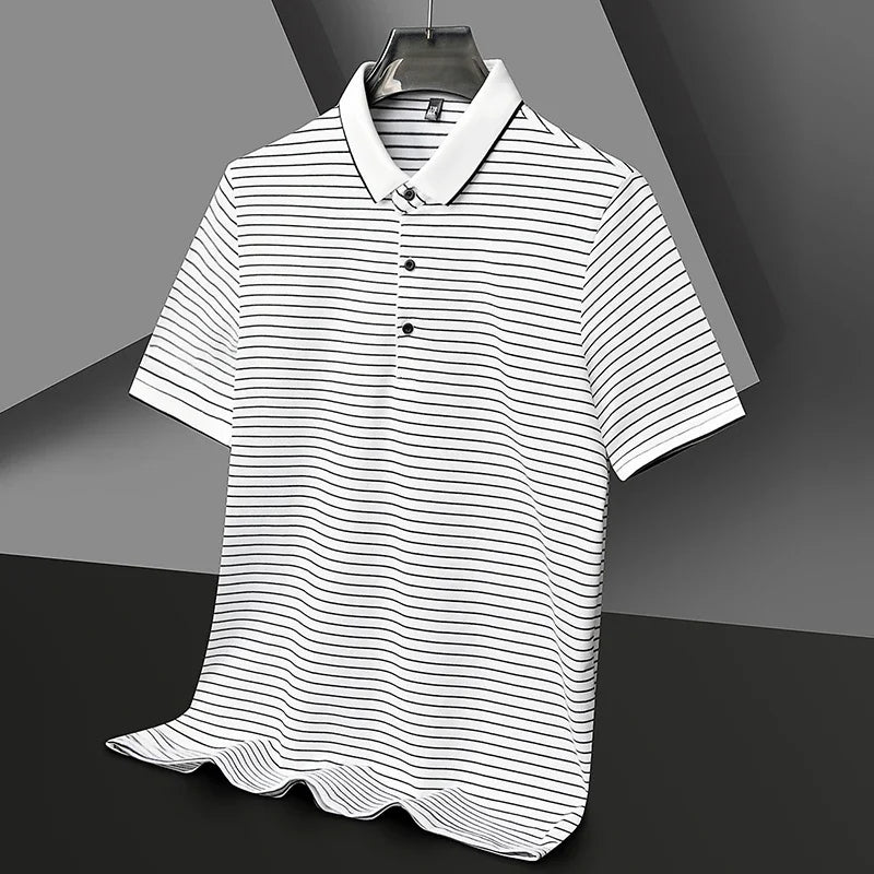 Henley Stripe Polo.