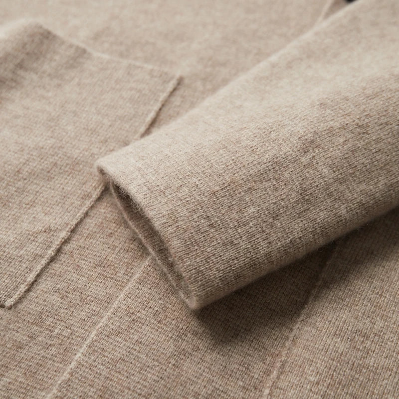 MERINO SUIT COLLAR KNITTED CARDIGAN