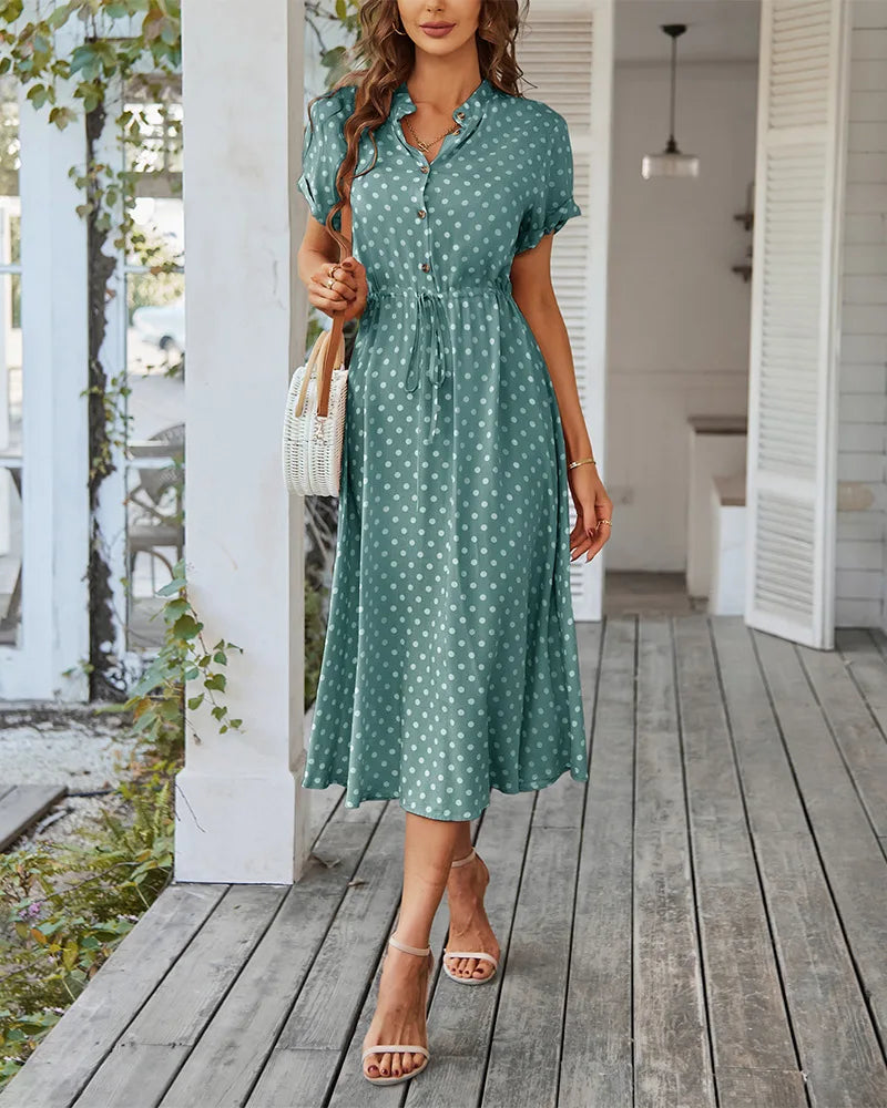 LUCY DOT PRINT MIDI DRESS