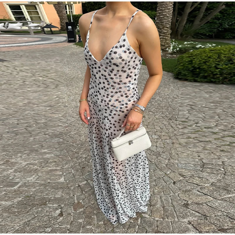 POLKA DOT BACKLESS A-LINE DRESS