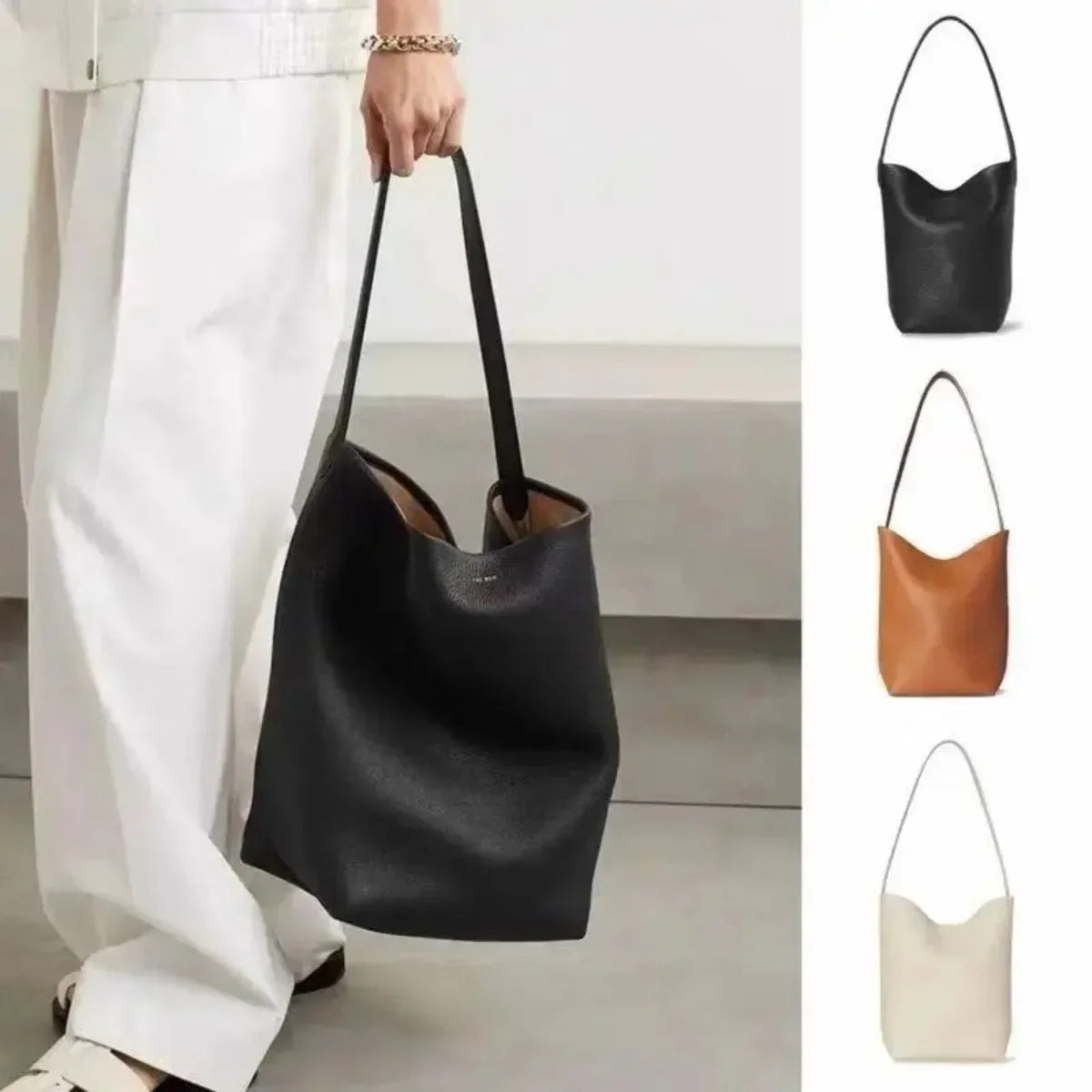 EMILIA LEATHER BUCKET TOTE