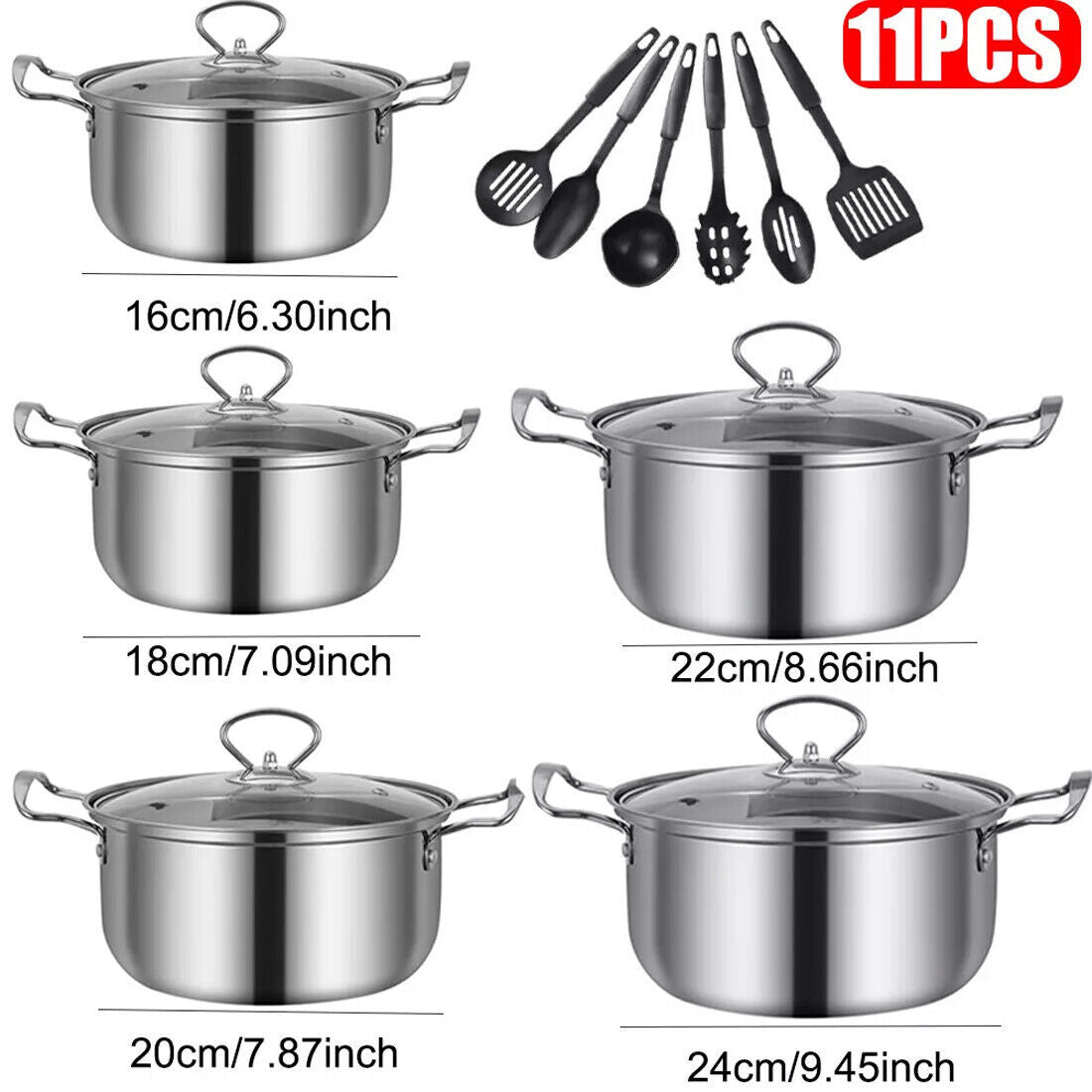 Stainless Steel 11-Piece Cookware Set