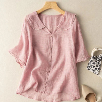 GRACE LINEN LAPEL SHIRT