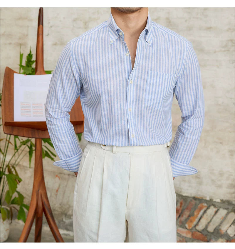 MR. DEER LINEN STRIPED SHIRT