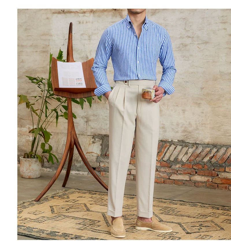 MR. DEER LINEN STRIPED SHIRT