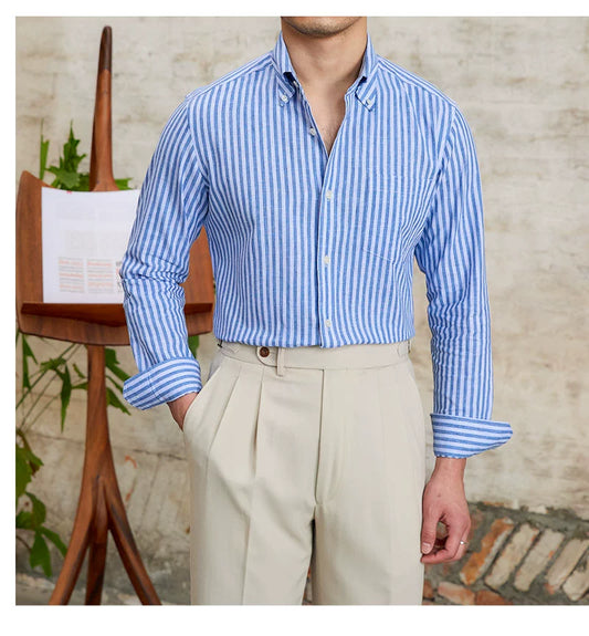 MR. DEER LINEN STRIPED SHIRT