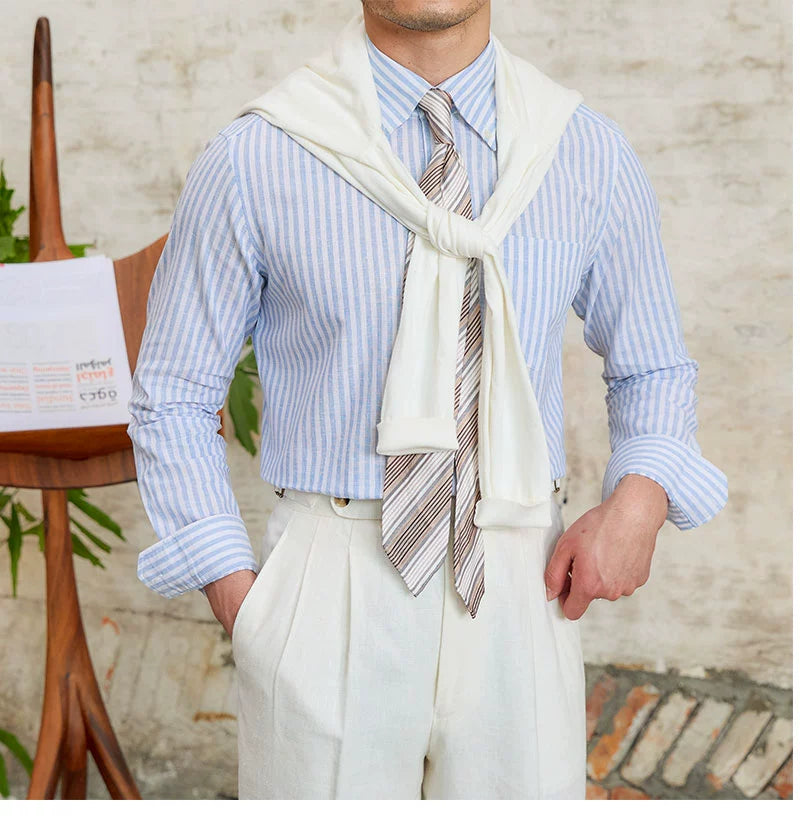 MR. DEER LINEN STRIPED SHIRT