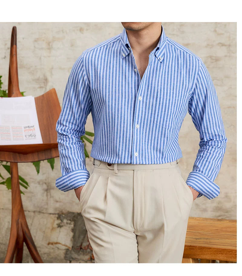 MR. DEER LINEN STRIPED SHIRT