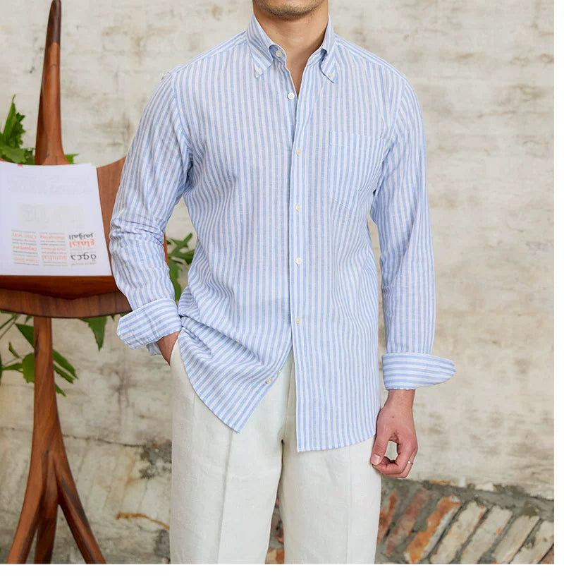MR. DEER LINEN STRIPED SHIRT